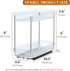 2 Pack Pull Out Spice Rack Organizer for Cabinet, 2 Tier Slide Out Spice Racks Organizer, Spice Cabinet Organizers, Cabinet Size Need:12'' High x 11'' Deep x 5'' Wide, Clear Acrylic
