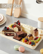 YOUBET 8 PCS Plastic Serving Trays - Ivory Wheat Straw Trays for Serving Food - Super Strong Disposable Platters, Heavy Duty Plastic Trays for BBQ, Picnic, Party, Wedding