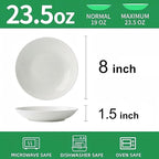 Bone China Pasta Bowls Set of 4, 23.5oz Soup Bowls White Salad Bowl, 8 inch Pasta Bowls Lightweight Wide Shallow Kitchen Plates for Serving Dinner - Microwave Dishwasher Safe, Kitchen Gifts