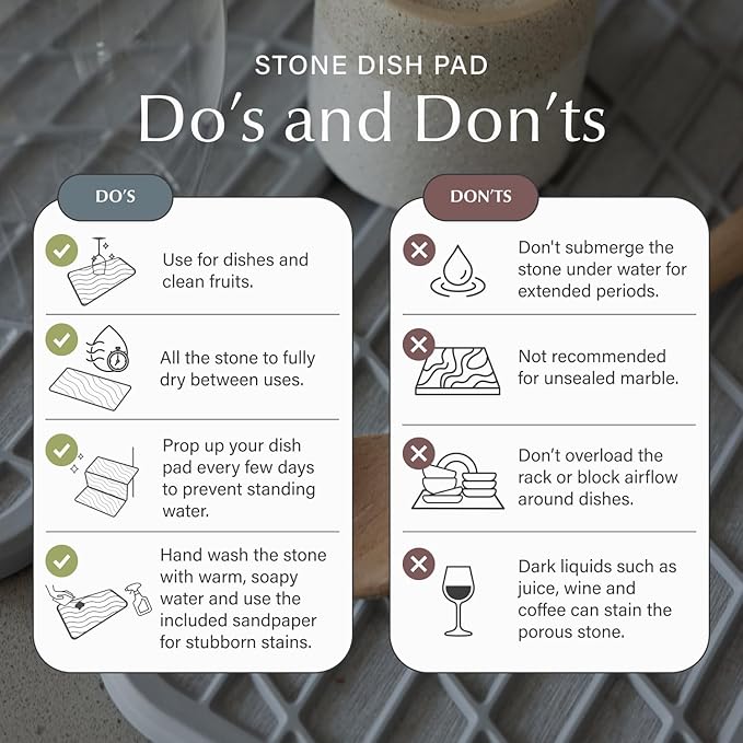 Dorai Home Dish Pad - Collapsable Stone Dish Drying Mat with Diatomaceous Earth for Quick Drying - Ultra Absorbent - Encased in Woven Silicone - Eco-Friendly, Foldable - Original 19.9"x15.2", Slate