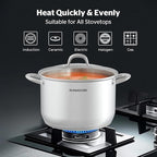 SUNHOUSE Stainless Steel Stock Pot - 12 Quart Heavy-Duty Induction Cooking Pot with Visible Lid for Pasta, Soup, Spaghetti - Nonstick Thick-Bottom Deep Stockpot for Canning, Boiling, and Simmering