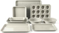 Calphalon Legacy 10-Piece Nonstick Bakeware Set, PFA-Free Nonstick Coating, Oven Safe, Includes Sheet Pans, Muffin Pan, Round Cake Pans, Loaf Pan and Cooling Rack, Cream Grey