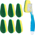 LOLA Dish Brush w/Soap Dispenser Wand, 1 Brush w/Head & 6 Refills, Absorbent Sponge Scrubber, No Leaking. Clean Dishes, Sinks and Cookware