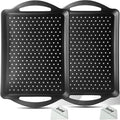 ECOIOU Non Slip Food Serving Tray with Handles, 2-Pack Rectangle Anti-Slip Non-Toxic Dishwasher Safe Tray for Snack Fruit Dessert Breakfast Drink,Black