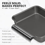 HONGBAKE Deep Baking Pans Set for Oven, Nonstick Rectangle Sheet Cake Baking Pans, 13/11/9 Inch Rectangular Oven Tray for Cooking Brownie Lasagna, Stackable Multi-Depth Bakeware, Black