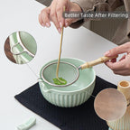 Matcha Whisk Set, Matcha Set Includes Ceramic Matcha Bowl, Matcha Whisk and Holder, Bamboo Scoop, Sifter, Scoop Rest and Tea Towel - 7 Pcs Matcha Making Kit for Matcha Lover and Tea Ceremony