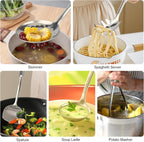 10 Piece Stainless Steel Cooking Utensils Set - 18/0 Heavy Duty Kitchen Tools for Grilling & Serving (Grey)