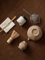 6-pcs Japanese Matcha Whisk Set, Handmade Ceramic Matcha Set with Bowl(Chawan),Bamboo Whisk(Chasen) and Holder, Scoop, Sifter & Tea Towel,Matcha Kit for Ceremony (Stone Vein)