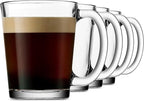 Godinger Coffee Mugs, Italian Made Glass Coffee Mug, Hot Beverage Tea Cups, Glass Cups, Drinking Glasses - 10oz., Set of 4