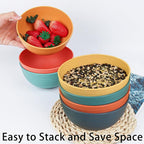 Unbreakable Wheat Straw Cereal Bowls Set of 4, 24 OZ Microwave and Dishwasher Safe Lightweight Soup and Salad Bowl Sets, Reusable Dessert Bowls for Rice, Pasta, Snack, Fruit, BPA Free (4 Colors)