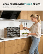 NESAPTO Spice Rack Organizer for Cabinet, Wooden 4 Tier Vertical Seasoning Organizers for Kitchen Pantry, Countertop/Wall Mount, Holds 36 Spice Jars (No Jars Included), 17.2" W × 9.4" H