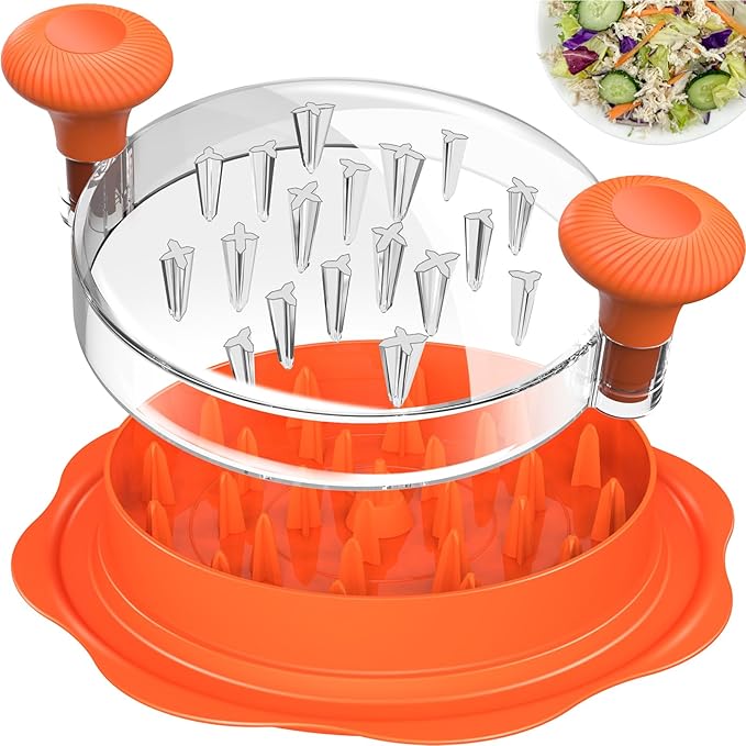 10" Pro Chicken Shredder Tool Twist Large for Kitchen, BPA-Free Food-Safe Meat Grinder, Visible Chicken Breast Meat Shredder with Strong Anti-Slip Bottom & Ergonomic Handle, Orange