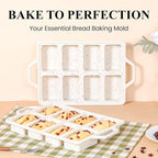 FUNBAKY Metal Reinforced Silicone Mini Loaf Pan, 8-Cavity Nonstick Mini Bread Pans for Baking Bread, Cakes, Brownies, Meatloaf, Jellies Oven Dishwasher Safe
