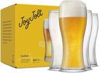 JoyJolt Callen 15.5oz Beer Glasses Set of 4 Beer Pint Glass. Craft Beer Glass, Pilsner Glasses, IPA Beer Glass. Solid Glassware Beer Cup. Classic Beer Gifts, Beer Cups, Mugs and Beer Glasses for Men