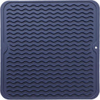 MicoYang Silicone Dish Drying Mat for Multiple Usage,Easy clean,Eco-friendly,Heat-resistant Silicone Mat for Kitchen Counter or Sink,Refrigerator or Drawer liner Navy Blue M 12 inches x 12 inches