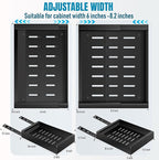 Pull Out Spice Rack Organization for Cabinet, Slide Out Expandable Spice Organizer, Adjustable Spice Cabinet Organizers, Cabinet Size Need: 2.4" Highx10.6" Deepx(6" to 8.2")Wide, Hold 20 Spice Jar