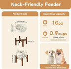 Havniva Ceramic 0.9 Cup Raised Slow Feeder Dog Bowl Set, Elevated Bowl with Acacia Wood Stand for Small Dog and Cat, 6.1inch Slow Dog Food Dish, Helps Stop Bloat(1 Bowl & Stand, Vanilla White)