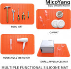 MicoYang Silicone Dish Drying Mat for Multiple Usage,Easy clean,Eco-friendly,Heat-resistant Silicone Mat for Kitchen Counter or Sink,Refrigerator or Drawer Liner Orange 3XL 28 inches x 18 inches