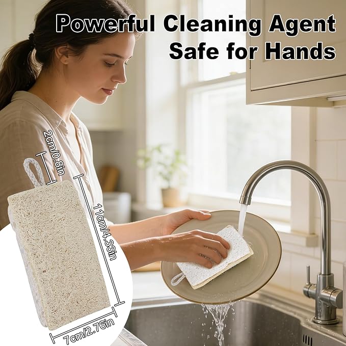 Natural Travertine Sponge Holder for Kitchen Sink Counter w A Plant-Based Kitchen Sponge, Fast Drying, Durable, Compact, Wabi-Sabi & Unique Sponge Caddy, Sink Organizer, Beige Travertine Decor