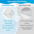 GLITCHCORE 4-Pack Premium Acrylic Serving Trays - 15x11 Extra Thick Reusable Platters - Shatterproof Ice-Pattern Food Trays for Party, Catering, Wedding & Kitchen Organization - BPA-Free