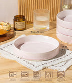 theterra 7.5'' Ceramic Pasta Bowls, Salad Bowls Set of 4, Stoneware Serving Bowls for Fruits, Noodle, Dinner, House-warming Wedding Present, Primrose Pink