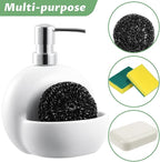 RQYIXI Soap Dispenser with Sponge Holder Ceramic Hand and Dish Soap Dispenser 25oz for Kitchen Bathroom