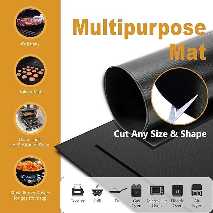 Oven Liners for Bottom, Large Thick Heavy Duty 100% Non-stick Reusable Teflon Mat, Baking Mat for Electric, Gas, Toaster Ovens, Grills, Kitchen Friendly Cooking Accessory (17 * 25 inch)