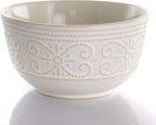 Elama Round Decorated Stoneware Scallop Embossed Dinnerware Dish Set, 16 Piece, Luna