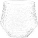 Oojami 48 Pack Plastic Champagne Flutes Disposable Stemless, 24 x 9oz Flutes & 24 x 12oz Cups, Mimosa Glasses Ribbed Ripple BPA-Free Shatterproof for Weddings Parties Events, (Hammered Diamond Clear)