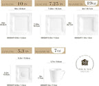 MALACASA 30 Pieces Dinnerware Sets, Modern Ivory White Plates and Bowls Sets for 6, Porcelain Dish Set with Dinner Plate, Dessert Plate, Soup Plate, Cup and Saucer, Square Dishware Set, Series Mario
