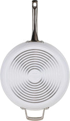 Circulon Halo with LaserDefense Ceramic Nonstick Frying Pan with Helper Handle and Lid, Made without PFAS, Compatible with All Stovetops, Dishwasher and Oven Safe, 12 Inch Skillet - Pearl White