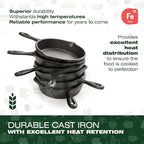 KUHA Small Cast Iron Skillet Set | Pre-Seasoned Mini Cast Iron Skillets for Cookies, Eggs & Desserts | For Baking & Serving | 6 Silicone Trivets & Scraper Included | 4", Set of 6
