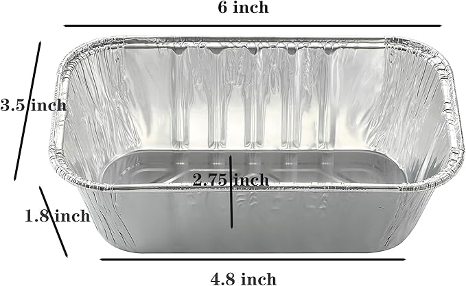 100 Pack 1Lb mini Loaf Pans Heavy Duty Disposable Aluminum Foil Bread Tins Standard Size 6" X 3.5" X 2.5" Oven Safe Sturdy Small Bread Tin Pans 1 Pound Loaf Pans