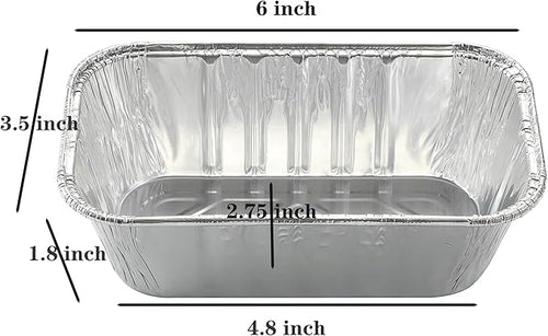 (50 Pack) 1Lb mini Loaf Pans Heavy Duty Disposable Aluminum Foil Bread Tins Standard Size 6" X 3.5" X 2.5" Oven Safe Sturdy Small Bread Tin Pans 1 Pound Loaf Pans