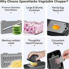 12-in-1 Vegetable Chopper, Kitchen Gadgets with 7 Blades, Veggie, Food, Onion Chopper, Cucumber Slicer, Versatile Mandoline, Includes Egg Separator & Finger Guard, Gray