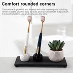 NiuYichee 2 Pcs Water Absorbing Stone Trays, Kitchen/Bathroom Sink Soap Dish, Diatomite Tray Used for Hand Soap & Cosmetic Bottles in The Modern Home, 4" W x 8.3" L, Dark Gray