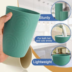 Drinking Cups Set Wheat Straw Cups 16 OZ - Reusable Water Cups Plastic Drinking Glasses 6 PCS Dishwasher Safe Cup Unbreakable Kitchen Cup for Camping, Outdoor Activities -Green