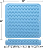 MicoYang Silicone Dish Drying Mat for Multiple Usage,Easy clean,Eco-friendly,Heat-resistant Silicone Mat for Kitchen Counter or Sink,Refrigerator or Drawer liner Light Blue M 12 inches x 12 inches