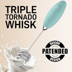 Zulay Kitchen Patented Tornado Triple Whisk Milk Frother with 4 Duracell Batteries – Handheld Foam Maker for Coffee, Lattes, Matcha & Hot Chocolate – Rich, Creamy Froth in Seconds