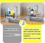 Fssvcd Maifan Sink Caddy Sponge Holder for Kitchen with Brush Holder and Stainless Steel Self Drain Tray, Rustproof Kitchen Sink Organizer for Sponge, Soap Dispenser Storage Accessories