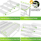 4 Tier Adjustable Spice Rack Organizer for Cabinet - White (2 PCS S&L) Expandable Spice Shelf with Protection Railing for Inside Cabinets, Countertop, Pantry Storage & Seasoning Organization