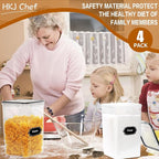 4 Pack Extra Large Airtight Food Storage Containers with Lids (6.5L / 220 oz), BPA Free Plastic Kitchen and Pantry Organization Contianers for Cereal Flour and Sugar Storage, Labels & Marker