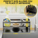 Kitchen Sink Caddy Organzier with Sponge Holder and Removable Drip Tray for Kitchen Sink, 304 Stainless Steel Organize for Sponge Soap Dish Brush Storage Accessories(Black)