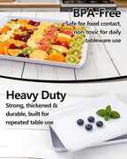 YOUBET 4 PCS Plastic Serving Trays - White Trays for Serving Food - Super Strong Disposable Platters, Heavy Duty Plastic Trays for BBQ, Picnic, Party, Wedding
