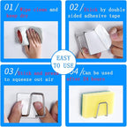 LYART 4Pcs Premium Sink Sponge Holder for Kitchen Sink Caddy Brush - SUS304 Stainless Steel Waterproof Rustproof Quick Drying Strong Self Adhesive (2. Black X 4Pcs)