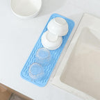 MicoYang Silicone Dish Drying Mat for Multiple Usage,Easy clean,Eco-friendly,Heat-resistant Silicone Mat for Kitchen Counter,Sink,Bar,Bottle,or Cup Light Blue M 17 inches x 6 inches