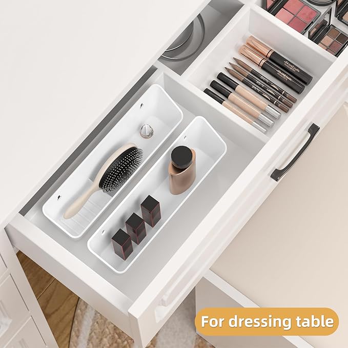 Furniware 1 Pair Tip-Out Tray 11 inch with 4 Hinges, Standard Sink Tip Out Tray for Sink-Front Drawer,White Mountable Tray for Under Sink Base Vanity Laundry Room Cabinet