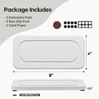 2Pack Water Absorbing Stone Tray for Sink, Diatomite Drying Coasters for Kitchen & Bathroom Counter, Kitchen Soap Dish Makeup Caddy, Dispenser Sponge Holder Space Organizer, White - 8"x 3.8"