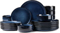 Herogo 24 Pieces Stoneware Dinnerware Sets Service for 8, Dinner Plates and Bowls Sets, Double Reactive Glaze Dishes Set for Kitchen, Scratch Resistant, Microwave & Dishwasher Safe, Starry Blue