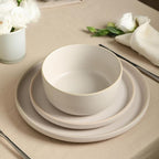 Earth & Clay Amber 12-Piece Dinnerware Set Stoneware, Dishwasher and Microwave Safe Plates and Bowls Set, Dish Set for 4, White Speckled